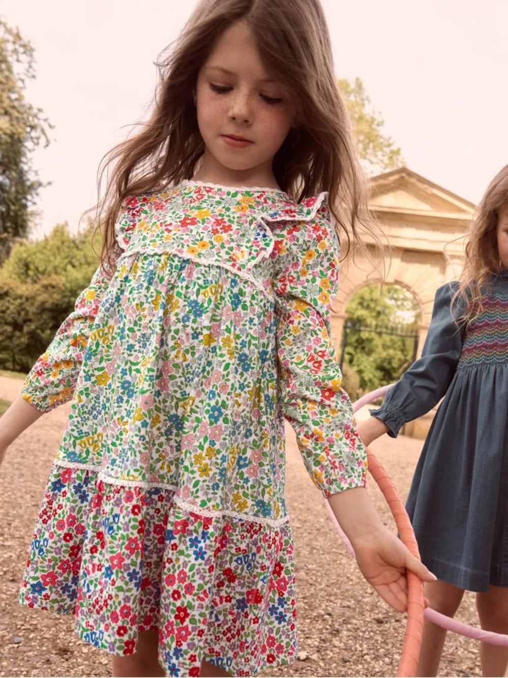 Mini Boden Floral Hopscotch Jersey Dress 100% Cotton Size 7-8